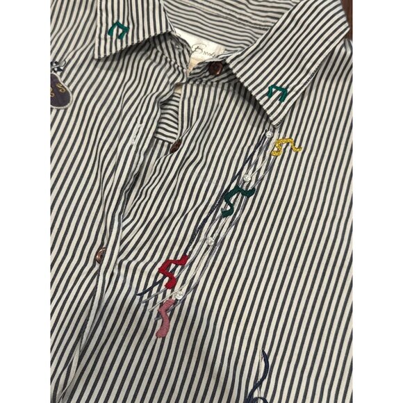 VTG Bobbie Brooks Striped Shirt Musical Instruments Embroidery XL Music Teacher - Picture 6 of 9